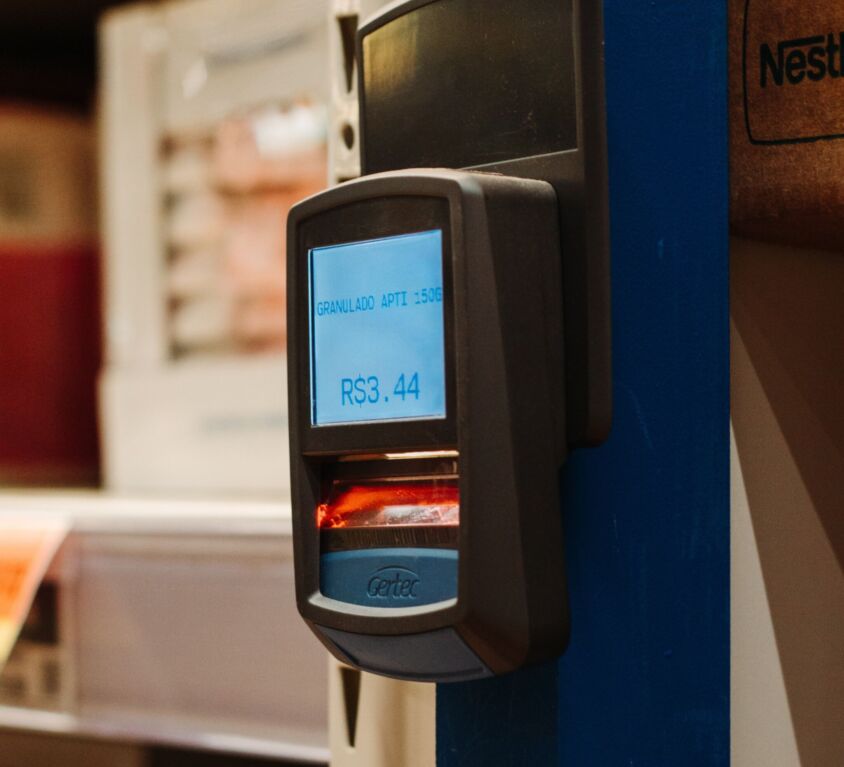 A wall mounted barcode scanner