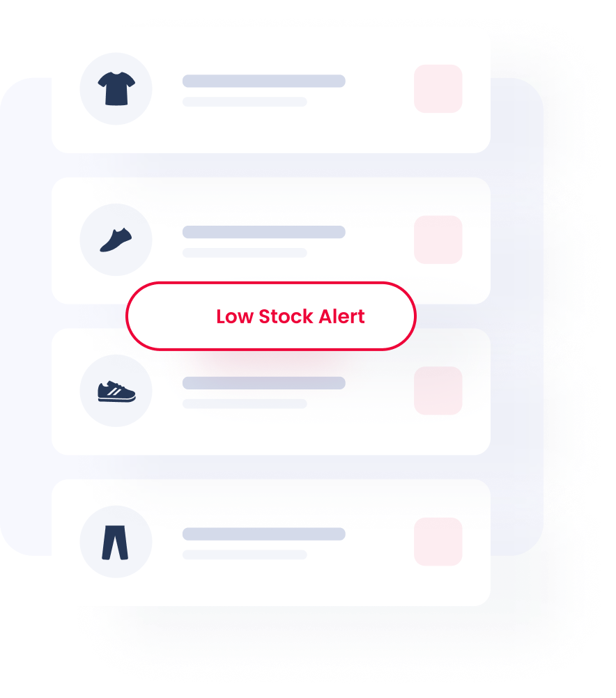 Despatch Cloud low stock alerts notify you instantly when inventory runs low, helping prevent shortages and ensuring real-time visibility of stock and pending orders.