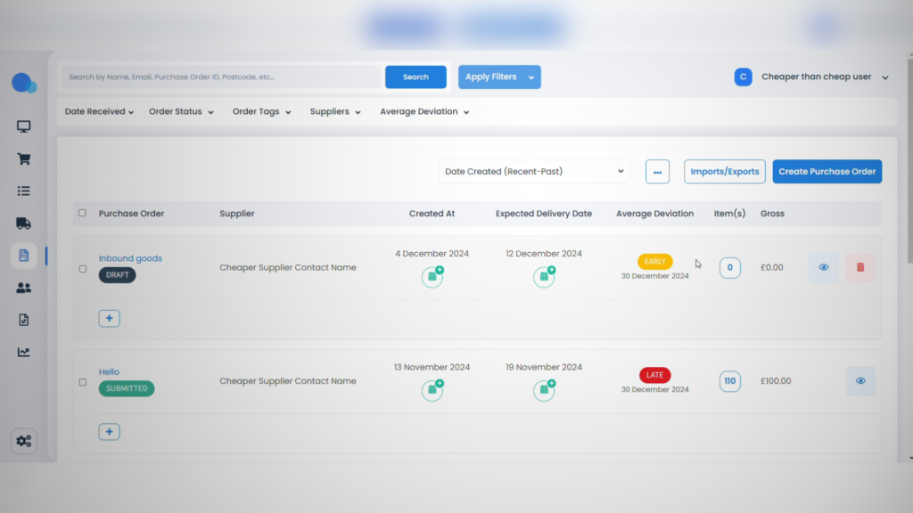 Customers can also manage purchase orders directly through their portal